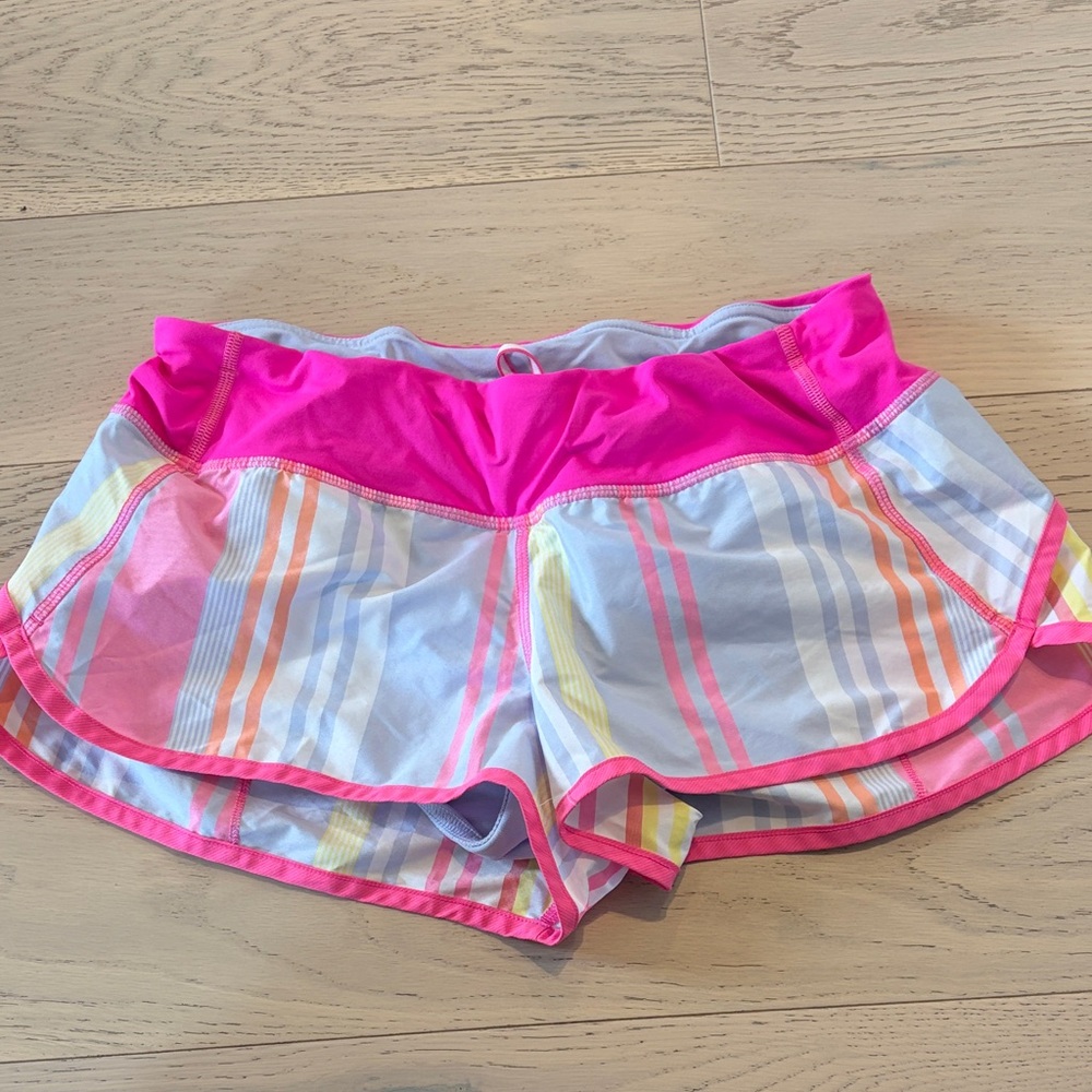 lululemon athletica Pink Striped Running Shorts